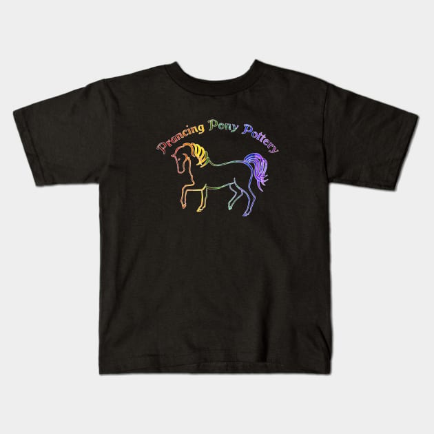 Prancing Pony Pottery Rainbow Swag Kids T-Shirt by Tiger Torre